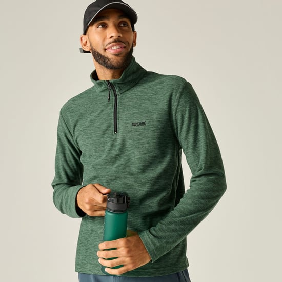 Regatta Chaqueta de forro polar para hombre Thompson Marl con media cremallera (verde oscuro bosque) - Image 1