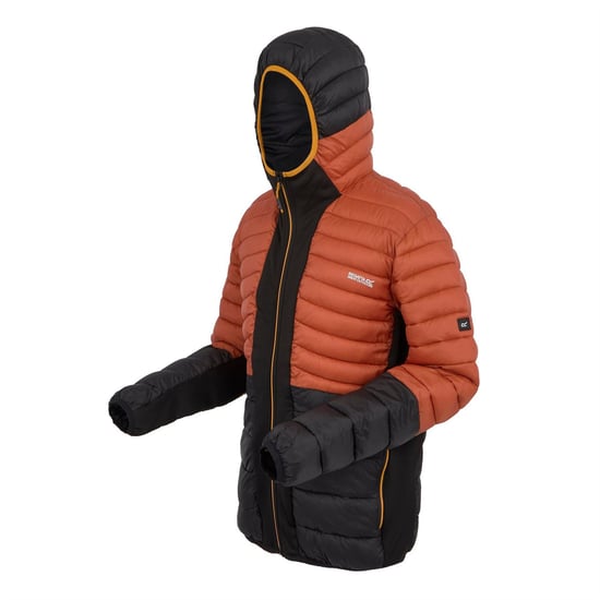 Chaqueta híbrida acolchada con capucha para hombre de Regatta con bolsillo con cremallera en RedOchre/Blk - Image 3