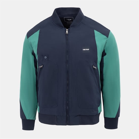 Chaqueta acolchada de hombre Firetrap en azul marino - Image 1