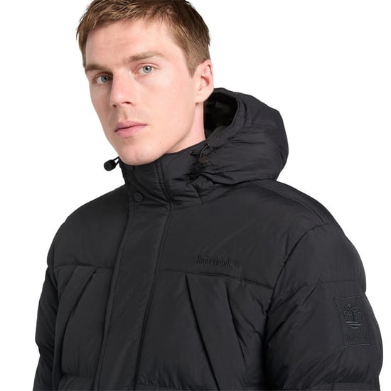 Timberland Chaqueta acolchada con capucha para hombre, resistente al agua, negra - Image 3