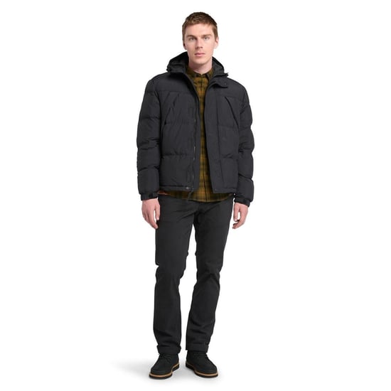 Timberland Chaqueta acolchada con capucha para hombre, resistente al agua, negra - Image 4
