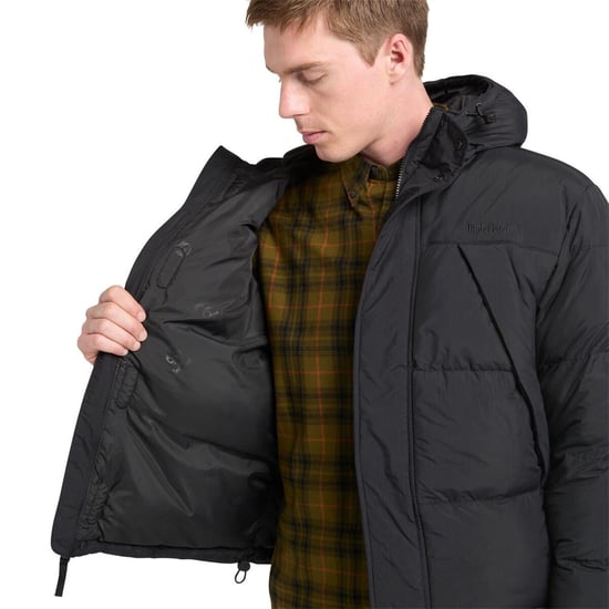 Timberland Chaqueta acolchada con capucha para hombre, resistente al agua, negra - Image 5