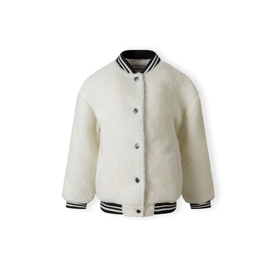 Chaqueta de béisbol para niña Minoti con cierre de botones a presión en blanco roto - Image 1
