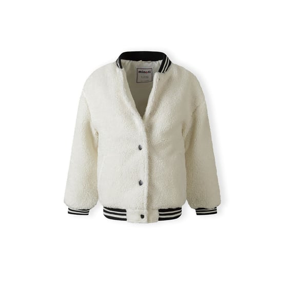 Chaqueta de béisbol para niña Minoti con cierre de botones a presión en blanco roto - Image 4