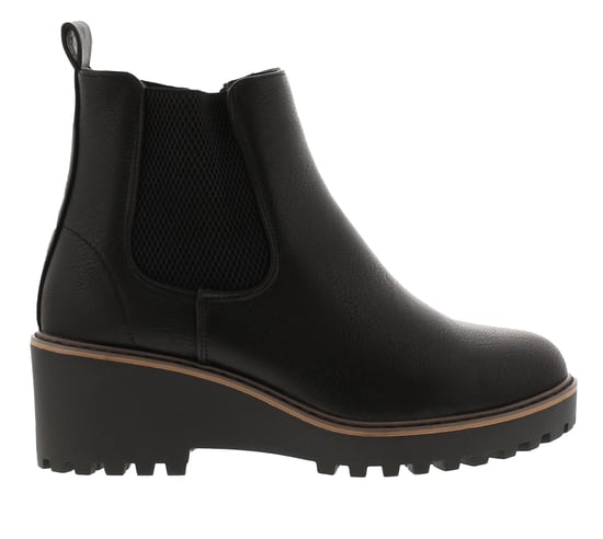 Platino Botines Chelsea de mujer con cuña Yasmin Zip Negro - Image 2