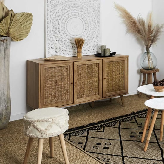 Home Deco Factory Bali Aparador – 3 puertas – ratán & madera – 115 cm - Image 4