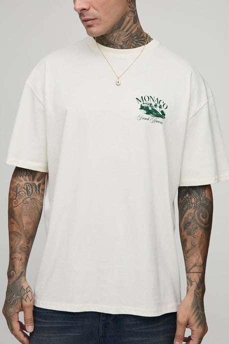 Tall Oversized Monaco Racing Print Camiseta - Image 3