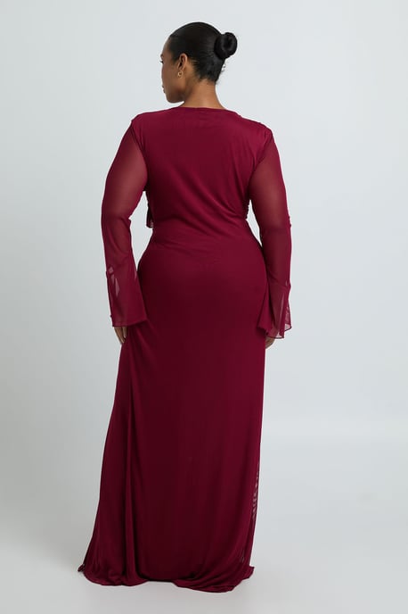 Vestido largo con detalle de volantes y efecto cruzado, talla grande - Image 3