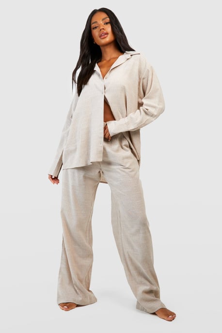 Pantalón de pijama de algodón con raya diplomática tonal - Image 3