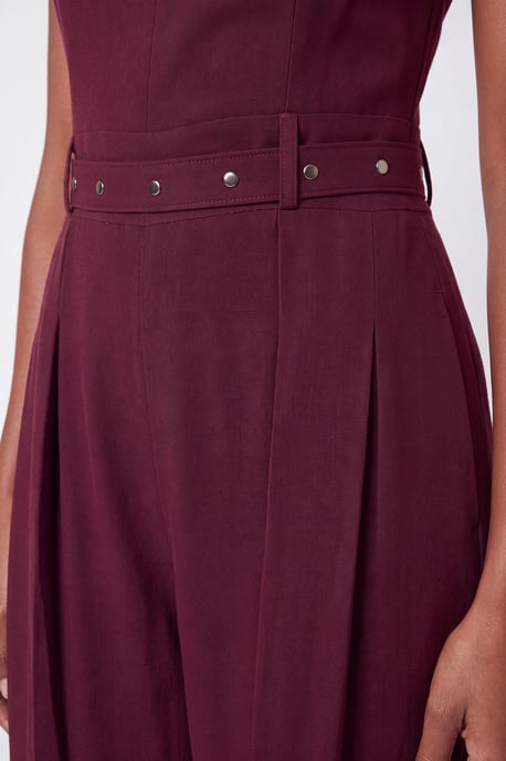 Mono de crepé de pierna ancha con pliegues estilo kilt - Image 3