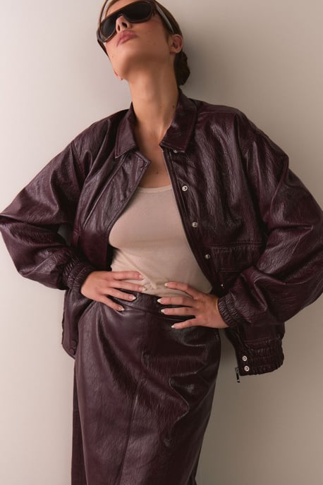 Warehouse Chaqueta bomber oversize de piel sintética de vinilo - Image 2