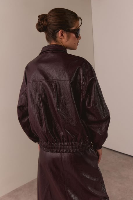 Warehouse Chaqueta bomber oversize de piel sintética de vinilo - Image 3