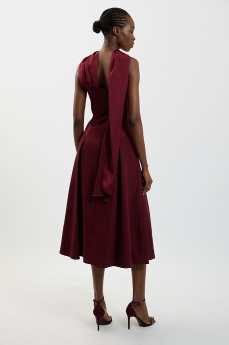Vestido largo Bardot entallado de crepé satinado - Image 3