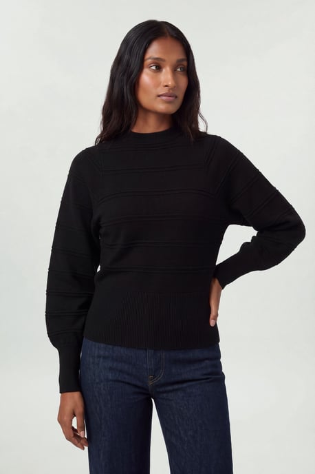 Karen Millen Top de punto de manga larga con detalle de canalé y efecto lana - Image 3