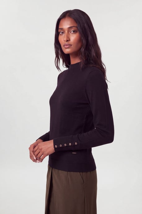 Forever Jersey de mezcla de viscosa con cuello alto - Image 3