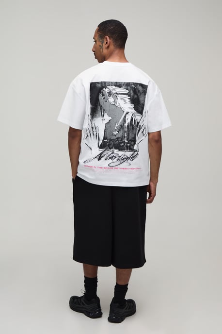 Afterlight Skull Print Camiseta oversize de manga corta - Image 3