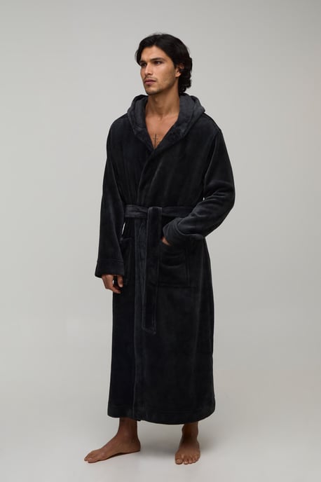 boohooMAN Bata larga con capucha - Image 1