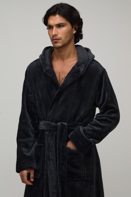 boohooMAN Bata larga con capucha - Image 3