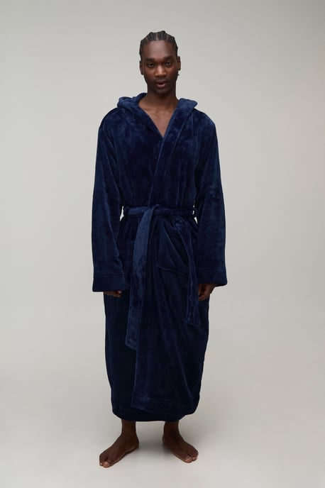 boohooMAN Bata larga con capucha para hombre alto - Image 1