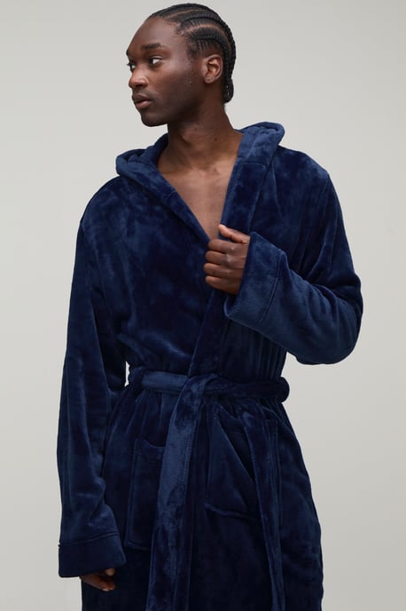 boohooMAN Bata larga con capucha para hombre alto - Image 3