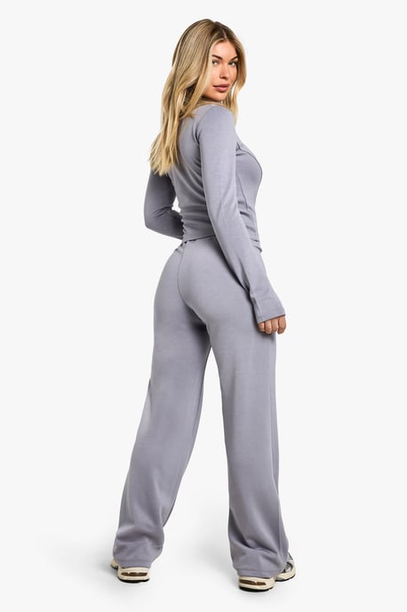 Chaqueta entallada con cremallera y pantalón de pierna ancha - Image 2