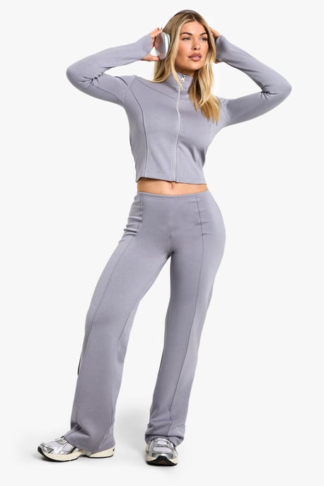 Chaqueta entallada con cremallera y pantalón de pierna ancha - Image 3
