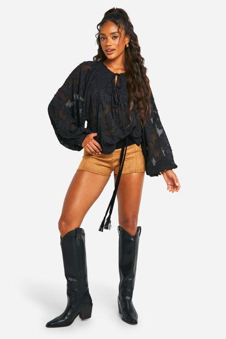 Boohoo Blusa bohemia floral con efecto burnout - Image 3