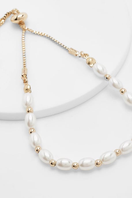 Boohoo Pulsera de perlas y oro con cierre de barra - Image 2