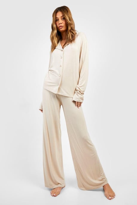 Pantalón de pijama de punto con pernera ancha - Image 1