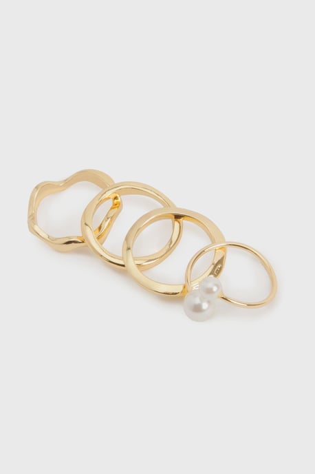 Pack múltiple de anillos con detalle de perlas - Image 2