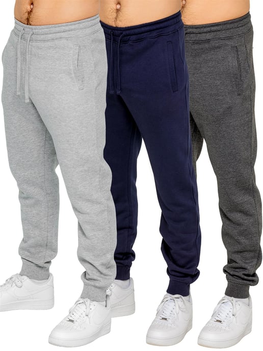 Kruze | Pack de 3 pantalones jogger de forro polar para hombre - GRY/NVY/CHAR - Image 1