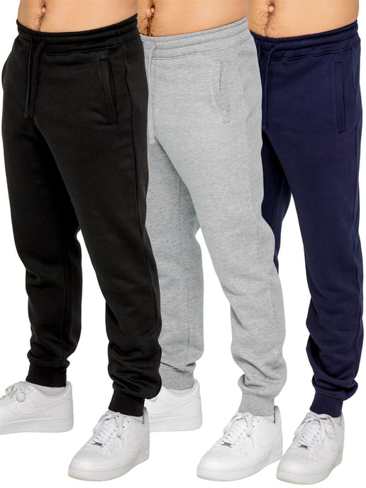 Kruze | Pack de 3 joggers de forro polar para hombre - BLK/GRY/NVY - Image 1