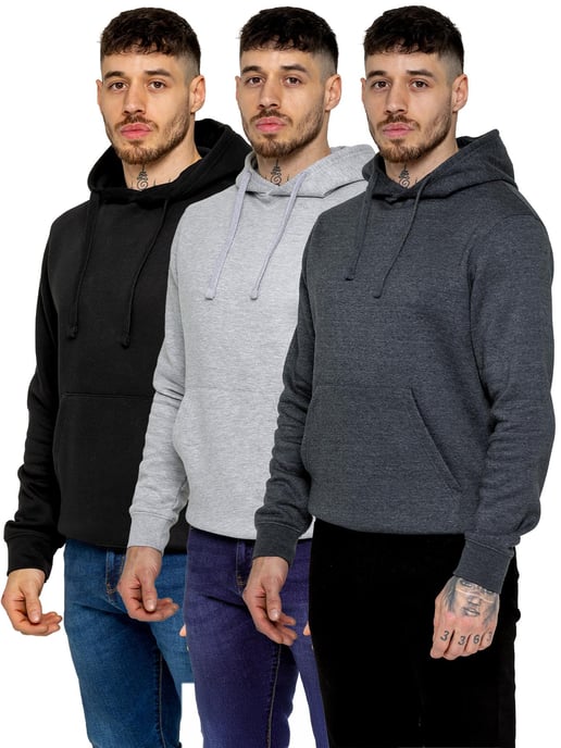 Kruze | Pack de 3 sudaderas con capucha de forro polar para hombre - BLK/GRY/CHAR - Image 1