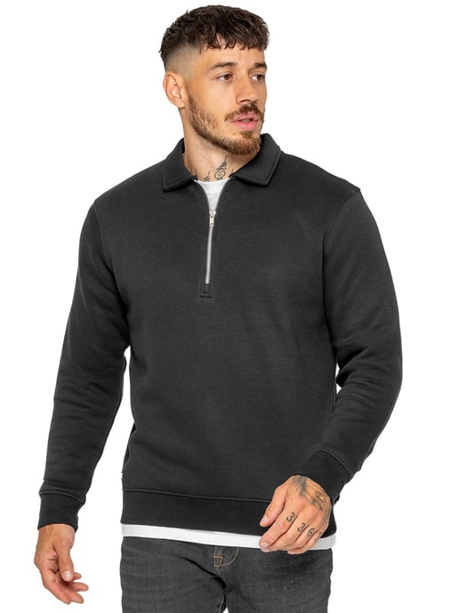Enzo Milano Sudadera de hombre con medio cierre y cuello de polo - Image 1