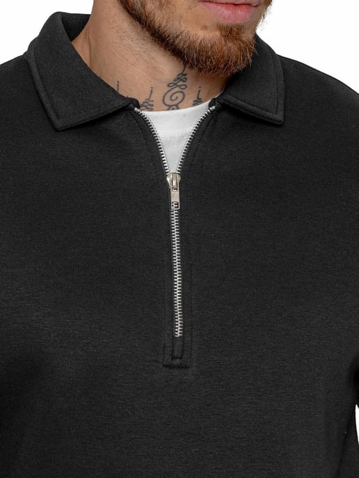 Enzo Milano Sudadera de hombre con medio cierre y cuello de polo - Image 2