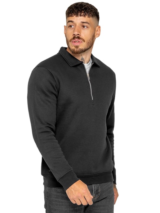 Enzo Milano Sudadera de hombre con medio cierre y cuello de polo - Image 3