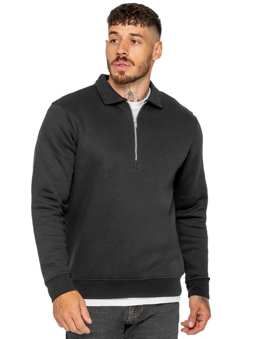 Enzo Milano Sudadera de hombre con medio cierre y cuello de polo - Image 4