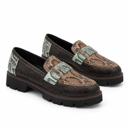 Mocasín Taupe Marrón Animal Print Suela Track Montevita 105432 - Image 1