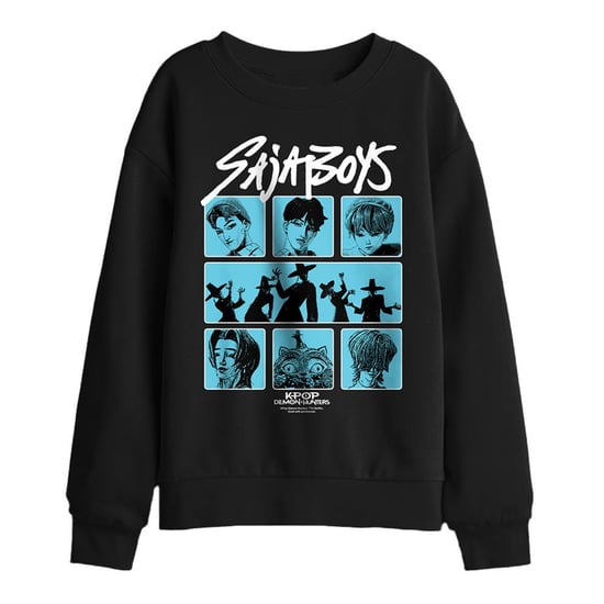 K-Pop Demon Hunters Sudadera cuadrada estampada Saja Boys para niños (negro) - Image 1