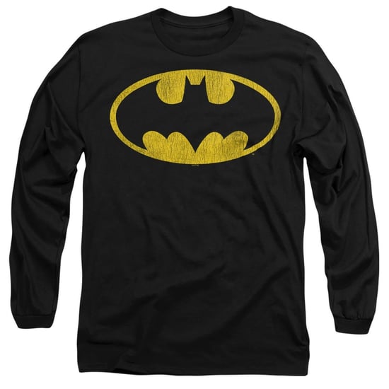 Batman Camiseta unisex de manga larga para adultos con logo desgastado (Negro) - Image 1