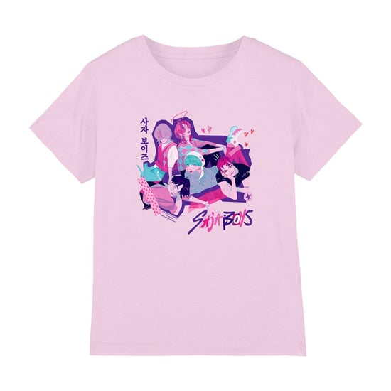 K-Pop Demon Hunters Camiseta infantil/para niños Saja Boys Scrapbook (Rosa) - Image 1