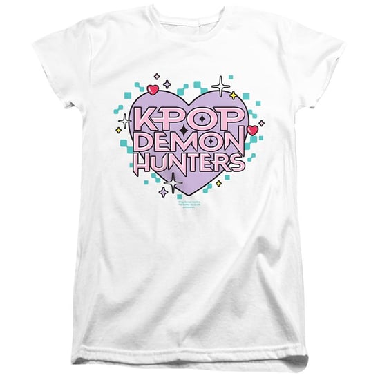 K-Pop Demon Hunters Camiseta entallada de mujer/dama con corazones pixelados (Blanco) - Image 1