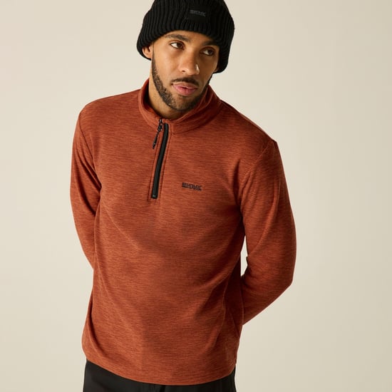 Regatta Chaqueta de forro polar de hombre Thompson jaspeada con media cremallera (Burnt Henna) - Image 4