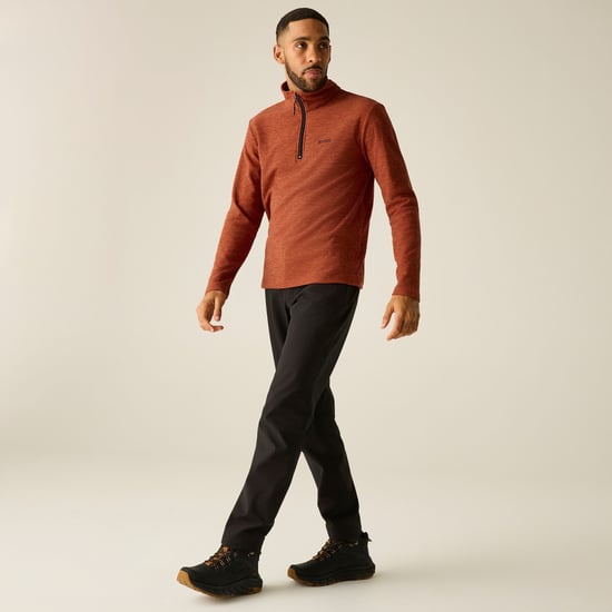 Regatta Chaqueta de forro polar de hombre Thompson jaspeada con media cremallera (Burnt Henna) - Image 6