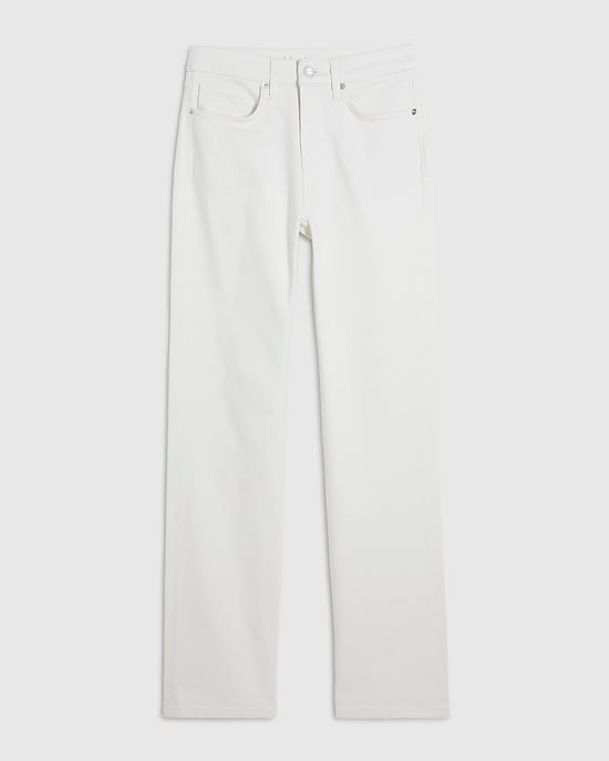 River Island Vaqueros de mujer de pierna recta, blancos, elásticos, con cremallera y botón - Image 6
