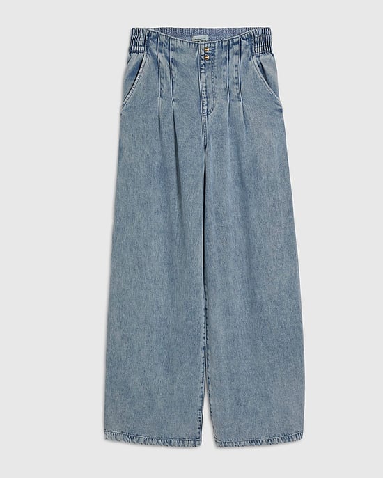 River Island Vaqueros de mujer de pierna ancha azules con pinzas elásticas delanteras - Image 6