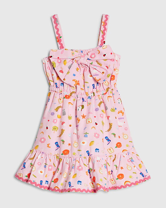 River Island Mini vestido para niña rosa Icon con lazo de algodón sin mangas - Image 1