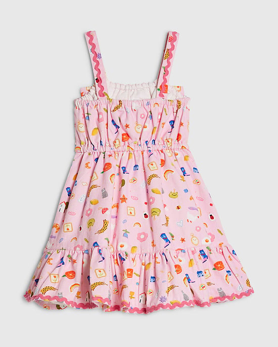 River Island Mini vestido para niña rosa Icon con lazo de algodón sin mangas - Image 4