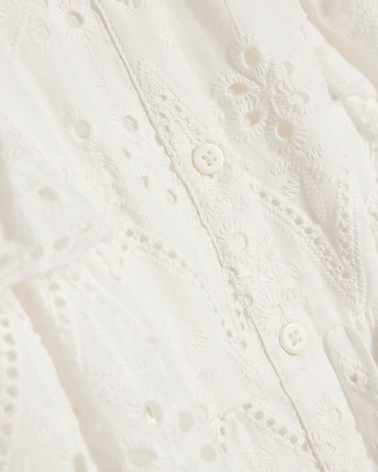 River Island Mini Vestido camisero para niña Blanco Broderie Con cinturón Con cuello - Image 2