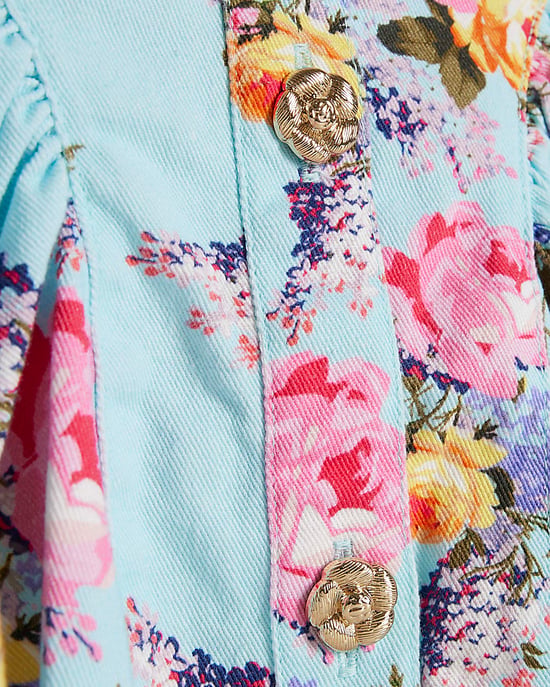 River Island Mini Vestido de fiesta para niña Azul Floral Cuello redondo - Image 2